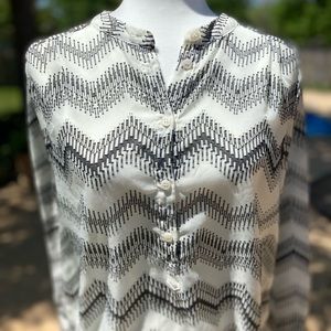 J.Crew Black, White and Gray Blouse Size S